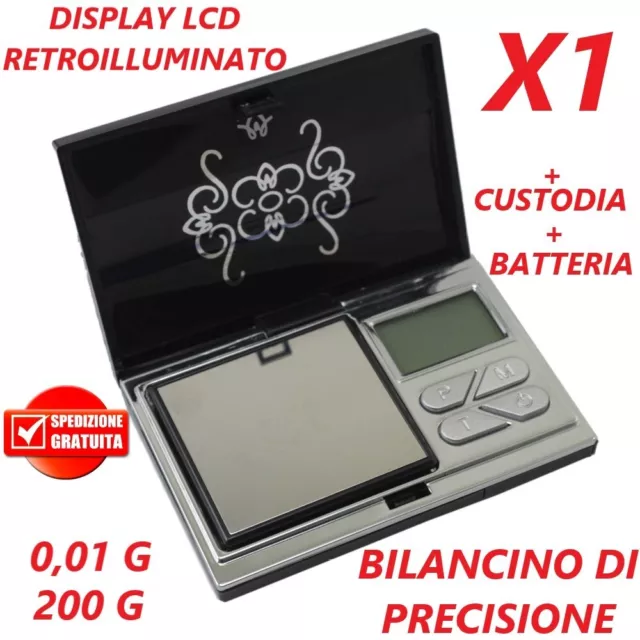 BILANCINO BILANCIA ELETTRONICA DI PRECISIONE DIGITALE LCD PESA 0.01 A 200g MINI