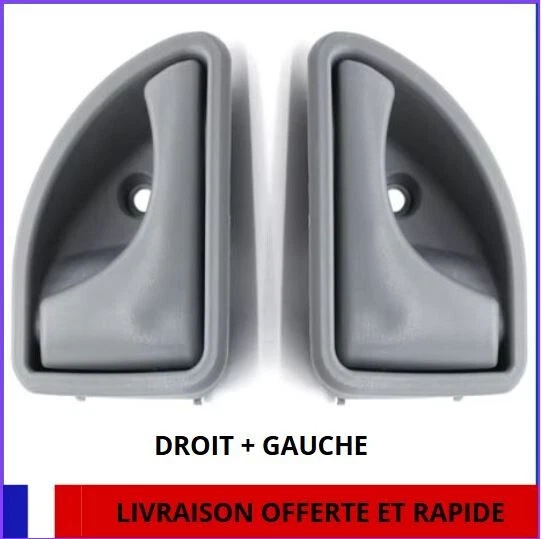 Lot De 2 Poignées Intérieures Portes Avant Gauche + Droite - Compatible Renault Logan, Clio II, Scénic I, Trafic II... Noir