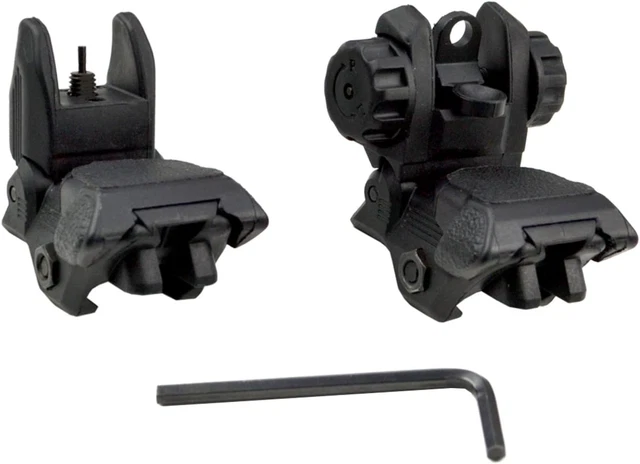 Sniper Black Tactical Polymer Front and Rear Combo Set, Flip up Backup Sights