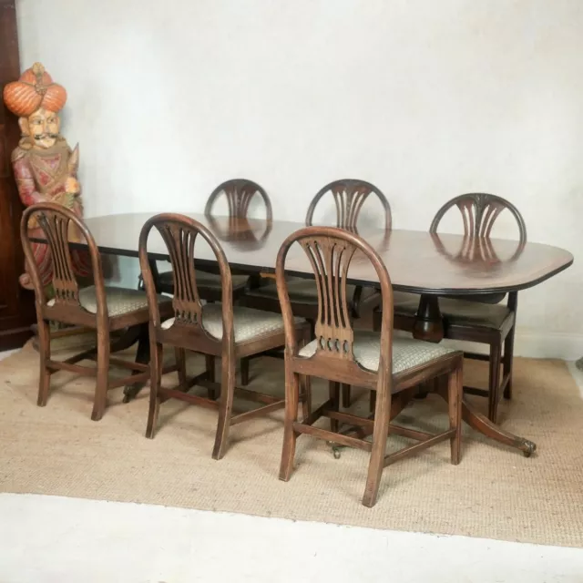 Antique Dining Table And 6 Chairs Mahogany Victorian Twin Stalker Extending