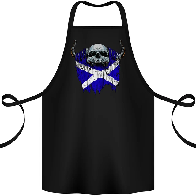 Scotland Flag Skull Scottish Biker Gothic Cotton Apron 100% Organic