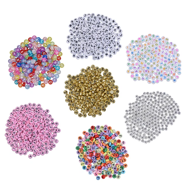 200 pcs Mélanger Couleur Acrylique Perles Alphabet Lettre Perles Charms