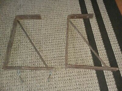 Pair Vtg Sign Shelf Brackets counter supports 12 X 16" old rustic cast iron