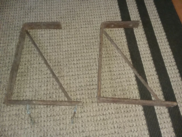 Pair Vtg Sign Shelf Brackets counter supports 12 X 16" old rustic cast iron