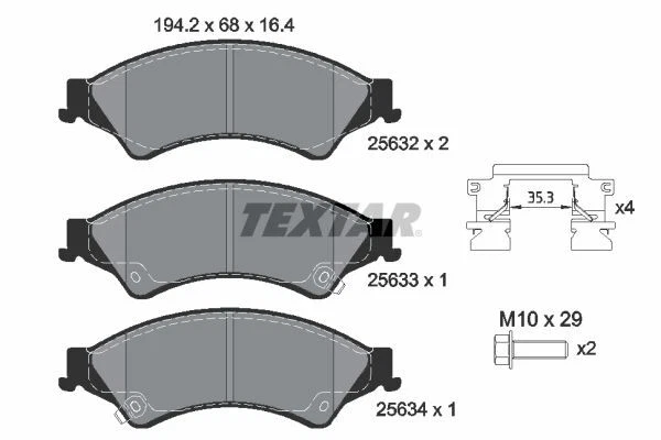 Textar 2563201 Kit pastiglie freno a disco per Ford Ranger TKE 11->