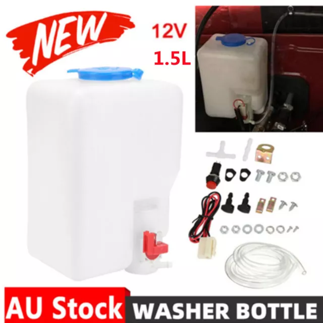 Car Windscreen Washer Bottle Kit with Pump Button Switch Wiring 12V Universal