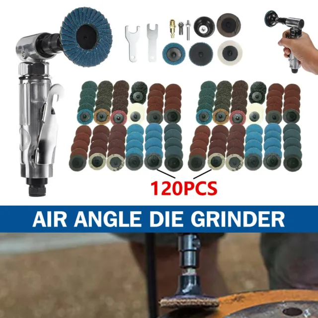 90 Degree Air Angle Die Grinder -1/4" Mini Pneumatic Polishing Carving Discs Kit