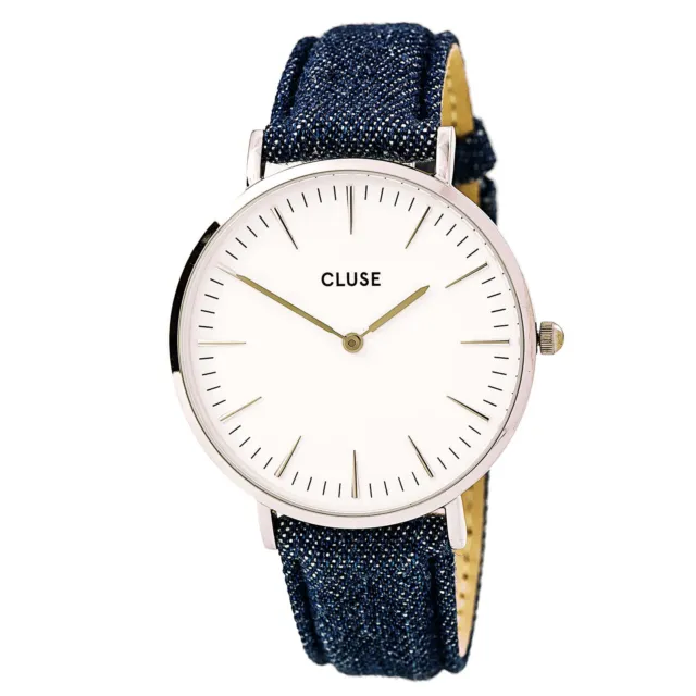Womens Wristwatch CLUSE LA BOHEME CL18229 Genuine Leather Blue Jeans White