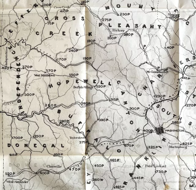 Map Coal Outcrops 1875 Geological Pittsburgh Washington County PA Victorian DWZ1