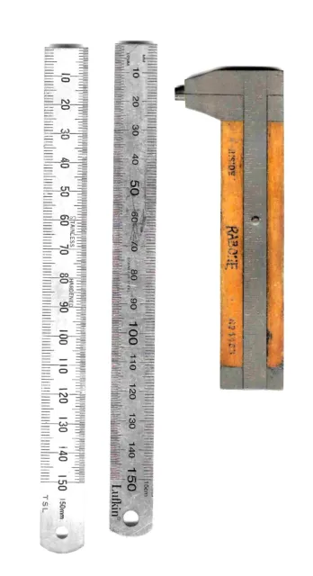 Vintage Rabone N0.1463 Sliding Adjustable Gauge +2 6" Rulers Engineers Tools