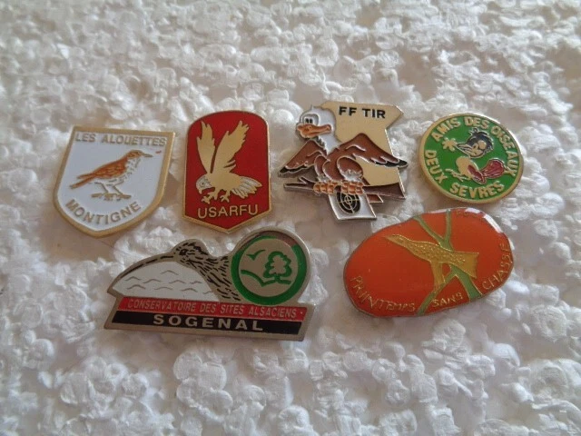 Job lot of 6 Bird society & protection groups France metal lapel pins