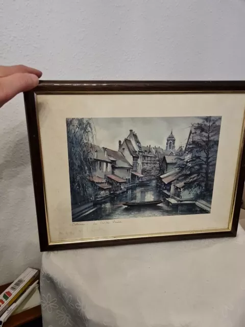 alter Kunstdruck alte im Rahmen Holzrahmen 43x33cm