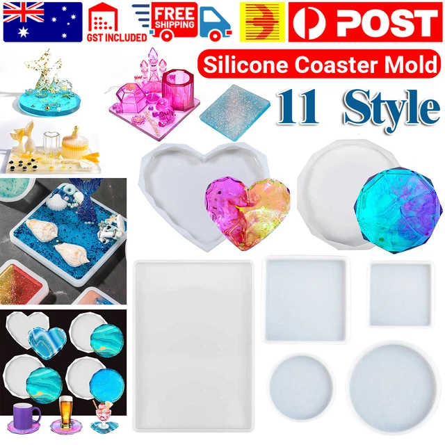 Coaster Resin Casting Mold Silicone Jewelry Agate Making DIY Tray Mould Craft AU