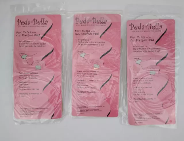 New Lot of 3 Peda Bella Foot Tubes with Gel Forefoot Pad Women