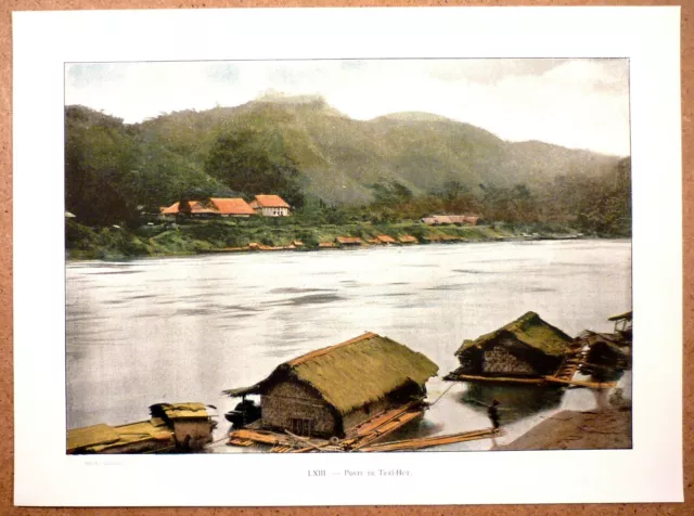TONKIN Poste de Traï-Hut - Photochromie fin 19ème  gravure  Vietnam