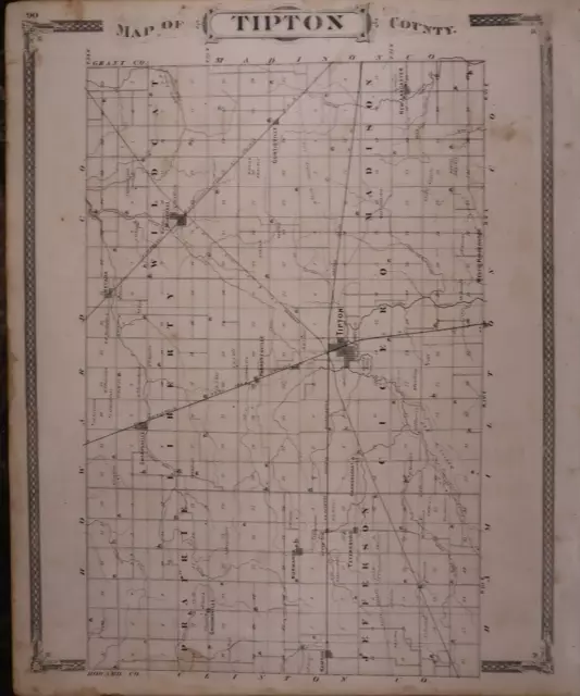 1876 Plat Map SHARPSVILLE, WINDFALL, TIPTON Co., INDIANA / FRANKFORT on Reverse
