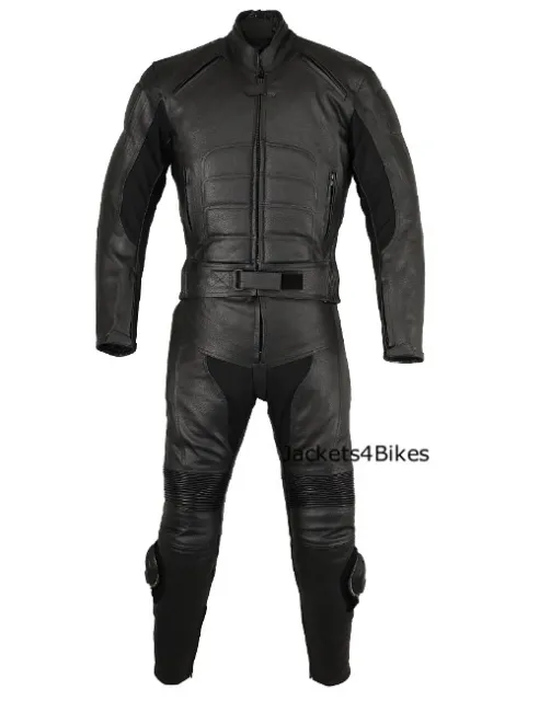 New Men's 2PC Motorcycle Leather Riding Black Armor Suit 2 PC Two Piece US