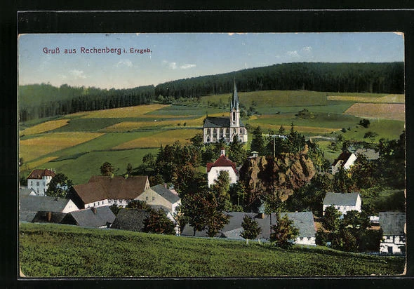 AK Rechenberg i. Erzgeb., Gesamtansicht mit Kirche