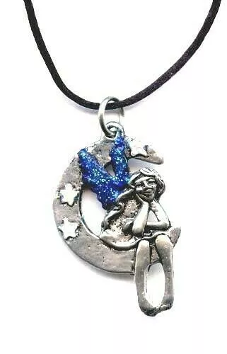 Blue Wishing Fairy Pewter Pendant   ~Magic/Fantasy