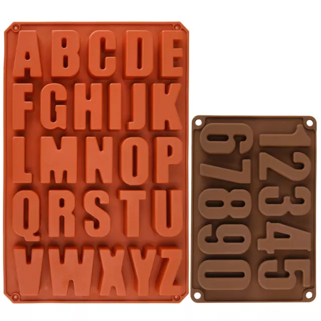 Wocuz 2 Pack Large Letter Silicone Mold Big Number Mold Alphabet Crayon Mold