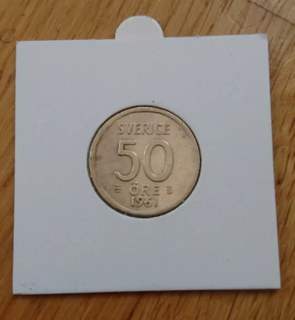  Sweden Sverige Silver Coin 50 Ore öre 1961 Gustaf VI Adolf