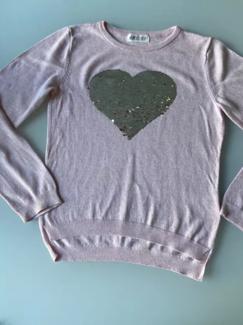 Girl’s Jumper, Pink, Sequin detail, H&M, Aged 8-10 years