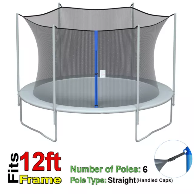 Trampoline Safety Net Replacement Net For 12FT Frame 6 Straight Poles Enclosure