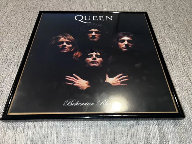 QUEEN Bohemian Rhapsody Rock METAL PLEXI FRAMED 12” Album Flat POSTER *No LP*