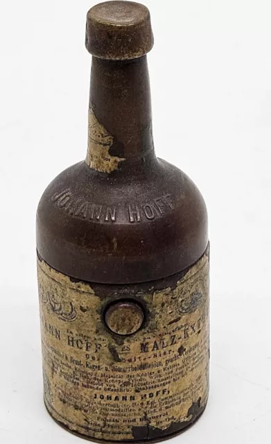 1890 JOHANN HOFF BERLIN Brass Advertising Victorian Liquor Bottle ...