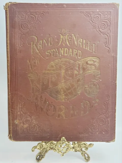 Antique 1890 RAND McNALLY New Standard ATLAS of the World State & Country Maps