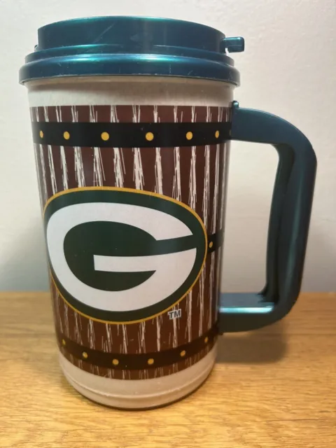VTG Green Bay Packers Keg Look WHIRLEY Insulated Travel Thermo Mug Cup 36 oz