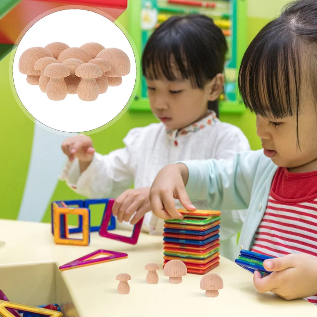 10pcs DIY Dekore Graffiti Pilz Kopf Kinder Handwerk Spielzeug Holz Pilz Figuren