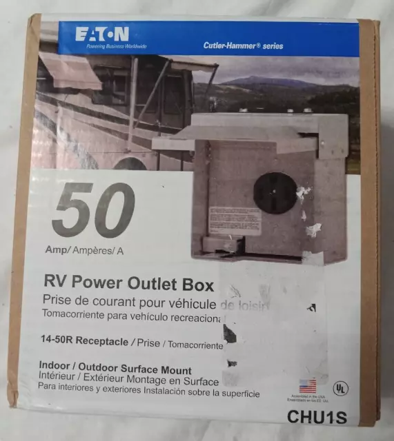 NEW IN BOX💥Eaton 50-Amp RV Power Outlet Box INDOOR/ OUTDOOR SURFACE MOUNT CHU1S