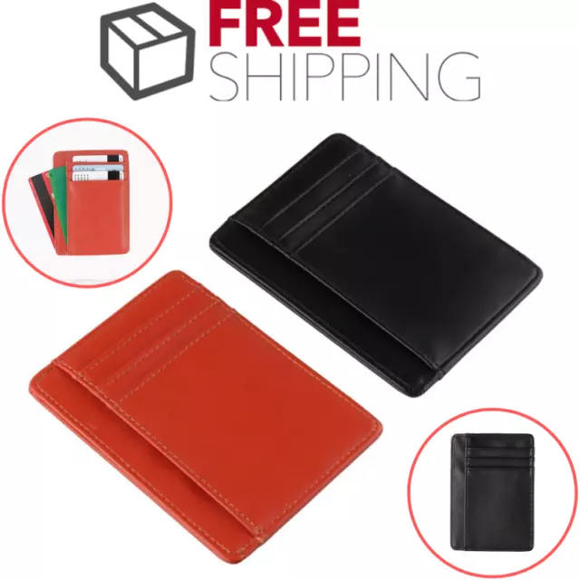 Mens RFID Blocking Leather Slim Wallet Money Clip Credit Card Slots Coin Holder