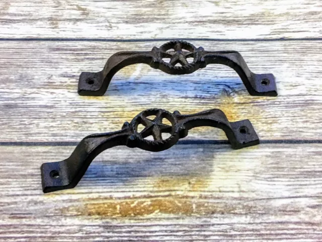 1 Rustic Farmhouse Barn Door Handles Cast Iron Antique Pulls Hardware Texas Star