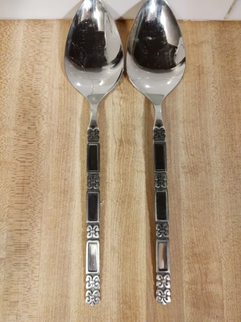 Oneida Community Stainless Flatware Madrid 2 Serving Spoons. NO Black Accent.