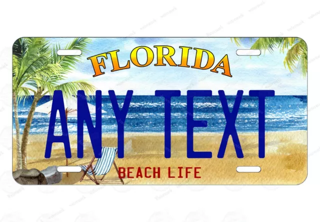 Florida Novelty Auto License Plate Beach Life Personalized Metal Tag ATV Bike