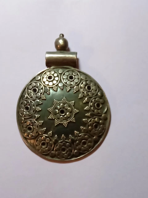 Pendentif Ancien En Verre De Murano Et Argent Doré - Argent 925 - Forme Ronde - Occasion Bon état