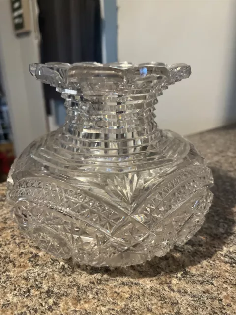 Early American Brilliant Period ABP Step Cut Clear Glass Vase