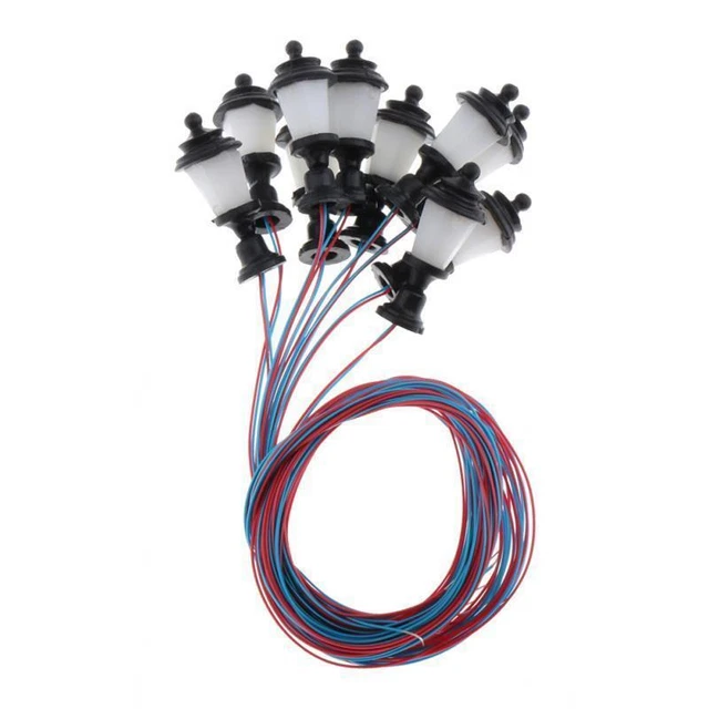 10 Lampadaires LED Pour Modélisme Ferroviaire - Échelle 1:100 - 3V - Acier Et Plastique - Décoration Diorama