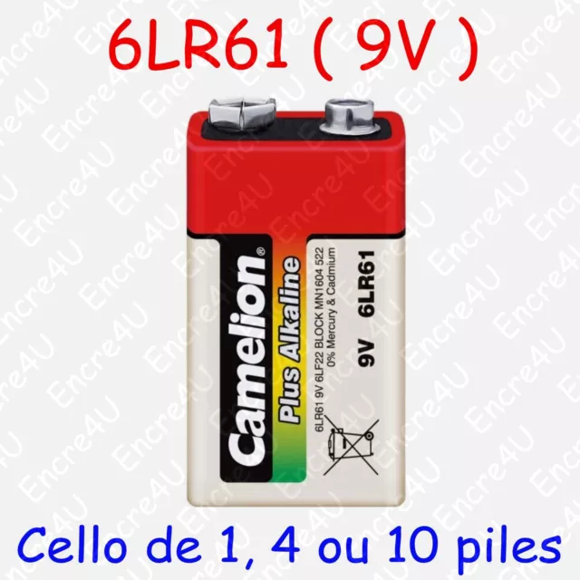 Pile Alcaline Plus référence 9V LR22 LF22 6LR61 6LF22 MN1604 9 volts x 1 4 10