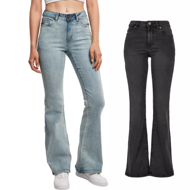 Urban Classics Ladies - High Waist Flared Denim Jeans