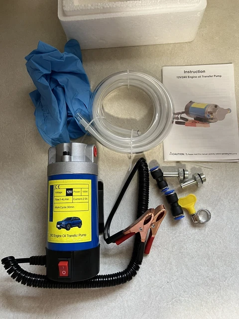 Miniature 12V Petrol Oil Fluid Extractor Pump For Transfer Engine Vacuum w/Hoses