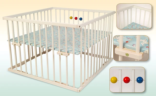 Zwillingslaufgitter XXL 140x140 Buche weiß lackiert 2