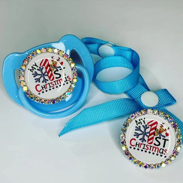 Navidad Mi primer bebé ficticio clip chupete rosa azul baby shower regalo niñas niños
