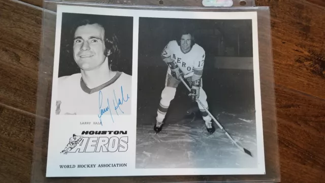 1973-74 Houston Aeros Wha Signed Auto Team Issue Photo Card Larry Hale Flyers