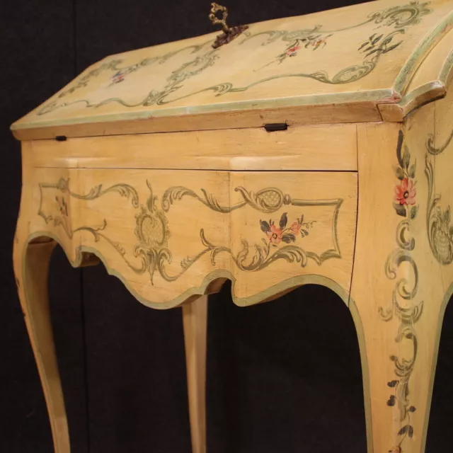 Painted bureau venetian style furniture vintage secrétaire desk 20th century 3