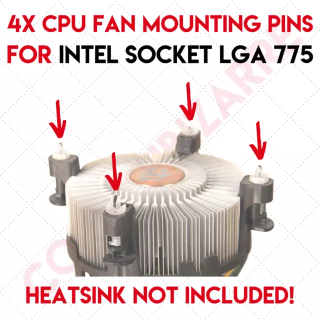 4X Mounting Pins For Intel Socket Lga 775 Cpu Plastic Heatsink Cooler Fan - Uk 2