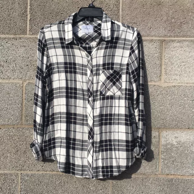 Rails Hunter Women’s Black & White Plaid Long Sleeve Button Up Shirt Size Small