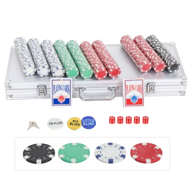 Poker Chip Set 11.5 Gram Texas Hold 'em 500 Dice Chips Poker with Aluminum Case 3